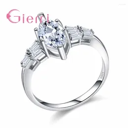 Cluster Rings Gift For Women Shiny Cubic Zirconia Fashion Finger Ring Wedding Anniversary Party 925 Sterling Silver Jewelry