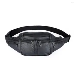 Waist Bags Men Multifunctional Korean Leather Bag Travel Holiday Money Belt Pouch Black Male Leisure Across-body