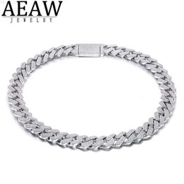 Aeaw 18 Inch 925 Sterling Silver Setting Iced Out Moissanite Diamond Hip Hop Cuban Link Chain Miami Necklace Jewelry for Mens X050234v