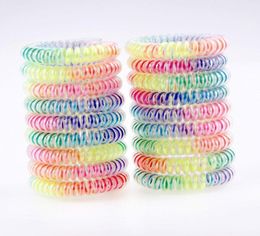 Kids Girl Rainbow Colour Telephone Wire Hair Tie Girls Elastic Hairband Ring Rope Bracelet Stretch Scrunchy Hair Accessories1839519