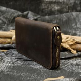 Wallets Men's Zip Long Wallet Natural Cow Skin Purse Leather Credit Bank Card Cash Cell Phone Wallets Men Women Male High Quality