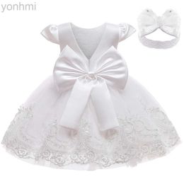 Girl's Dresses New Years Wedding Princess Dress For Girls Kid Vestidos Birthday One Year Dress Party Baptism Bow Clothes Christmas Costume 0-2Y d240423