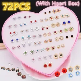 Stud Earrings 36 Pairs Of Plastic In Different Colours And Designs With Box