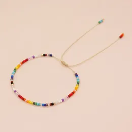 Link Bracelets Go2boho Boho Glass Bead Bracelet Handmade Stack Rainbow Tiny Beads Lucky Energy Chain Adjustable Cord Fashion Jewelry For