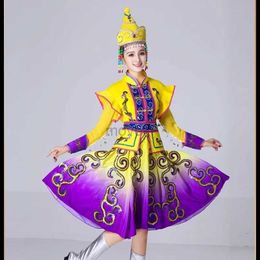 Ethnic Clothing New Chinese traditional Mongolian dance costume adult female square dance long dress national Inner Mongolia performance costume d240419