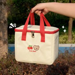 Bags Women Cute Lunch Bag Girls Insulated Canvas Cooler Handbag Aluminium Foil Thermal Food Box Family School Picnic Dinner Container