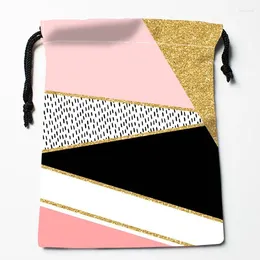 Storage Bags Arrival Funny Pink Geometry Drawstring Dust-Proof Fabric Boys Girls Festive Gift 18X22cm 0826