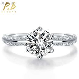 Solitaire Ring PuBang Fine Jewelry 925 Sterling Silver Sparkling 5MM-11MM Moissanite Diamond Wedding Engagement Ring for Women Anniversary Gift d240419