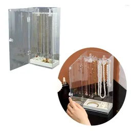 Jewelry Pouches Clear Display Stand Rotating Necklace Bracelet Holder Dustproof Storage Rack Show Bracket T8DE
