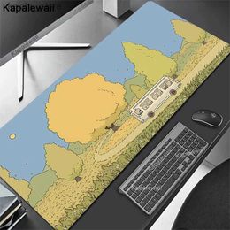 Mouse Pads Wrist Rests Cute Kawaii Large Gaming Keyboard Mouse Pad Yellow Plant Computer Gamer Tablet Mause pad Long Mousepad XXL 900x400 Play Mice Mat Y240419