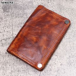 Wallets 2021 Genuine Leather Wallet for Men Male Vintage Handmade Short Bifold Men's Purse Card Holder with Zipper Coin Pocket Money Bag