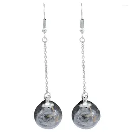 Dangle Earrings Fashion Transparent Ball Women Dried Flower Natural Dandelion Drop For Jewelry