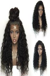 Synthetic lace front wigs Heat resistant 1 piece Black deep wave Hair Wigs 9015523