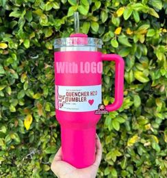 Mugs US Stock with 1 1 Winter pink Red holiday THE QUENCHER H2.0 Cosmo Pink Parade TUMBLER 40 OZ ICED cups 304 swig wine mugs Gift Target Red water bottles i1127Q240419