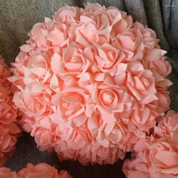 Decorative Flowers (8pcs/lot) 11" Peach Kissing Ball Pomander Foam Rose Flower Balls For Wedding Centerpieces(Other Colors Option)