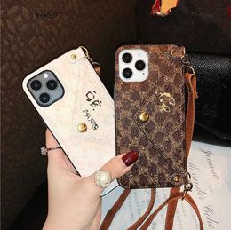 iPhone Designers case for 14 pro max leather phone case 11 crossbody lanyard 13 insert card 12 pro max coin card case good nice
