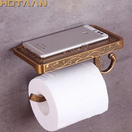 Antique Brass Toilet Paper Holder Bathroom Mobile Holder Toilet Tssue Paper Roll Holder Bathroom Storage Rack Accessory YT-1492 240419