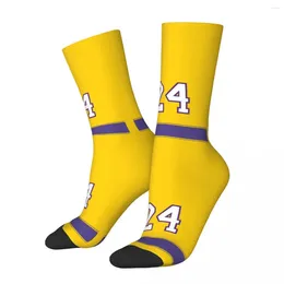 Men's Socks Funny Happy Compression 24 Number Retro Harajuku Gym Sport Street Style Novelty Pattern Crew Crazy Sock Gift Printed