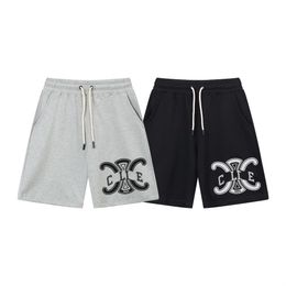 Men's shorts classic fashion trend summer pants loose casual letters printed elastic band black and white drawstring shorts