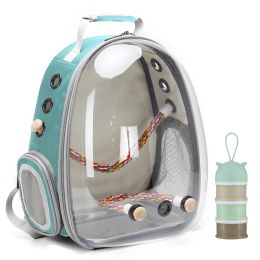 Bags Bird Travel Carrier Backpack, Bird Cage with Stainless Steel Tray Standing Perch, Transparent Clear Bubble Window Space Capsule