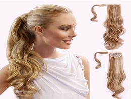 Clip Ponytail hair extensions synthetic Curly wavy hair pieces 24inch 120g drawsring Pony tails women fashion4807530
