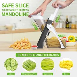 5 in 1 Cutter Chopper Potato Slicer Carrot Onion Cutting Tool Multifunction Safe Food Slicer Kitchen Vegetable Kitchen Gadget 240407