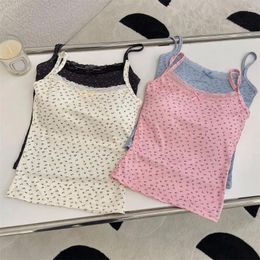 Camisoles & Tanks Seamless Camisole Stylish Women's Lace Trim Tank Tops With Bow Decor Sexy Backless Crop For Summer Padded Streetwear