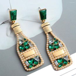 Dangle Earrings Wine Bottle For Women Trendy Luxury Simulated Pearl Crystal Charm Holiday Pendientes Unusual Jewellery Accessories