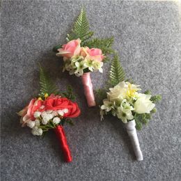 Decorative Flowers WeddingBobDIY Men Boutonniere Groom Groomsman Man Artificial Rose Wedding Flower Accessories Prom Party Suit Decoration