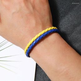 Link Bracelets Unisex Cuff Braided Ukrainian Flag Bracelet Wristband Blue And Yellow