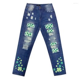 Women's Jeans In 11 Printed Spring Summer Fashion Patch Ripped Hole Denim Pants Female Streetwear Casual Holidays Trousers