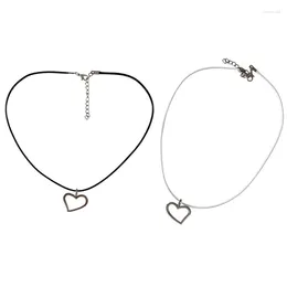 Chains Heart Pendant Necklaces Sweet Cool Necklace Fashion Jewelry Women Y2K Hip Hop Love Choker Black Rope