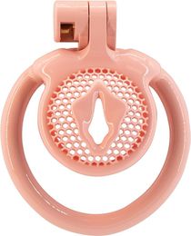 Small Chastity Cage with 5 Rings 3D Printed Resin Sissy Cage for Tiny Penis Virginity for Men Male Chastity Device (Small, Flesh Colour)