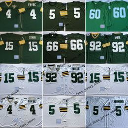 Throwback Football Jerseys 4 Brett Favre 5 Paul Hornung 15 Bart Starr 66 Ray Nitschke 92 Reggie White Green Stitched Jersey