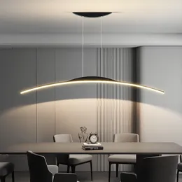 Chandeliers Modern LED Chandelier For Dining Room Kitchen Bar Living Bedroom Ceiling Pendant Lamp Black Simple Design Light