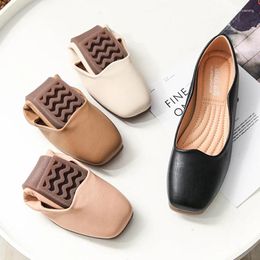 Casual Shoes 2024 Elegant Woman Spring Square Toe Egg Roll Flats Female Fashion Barefoot Boat Soft Sole Mocasines Oxford Big Size 33-43