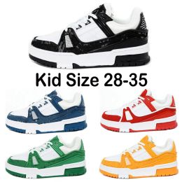 Outdoor Designer Trainer Sneakers Kid Shoes Casual Virgil Black White Panda Fashion Low Top Shoe Platform Leather Rubber Sloe Outdoor Walk