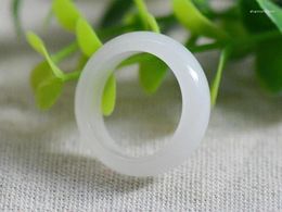 Cluster Rings Natural White Jade Stone Real Elegant Exquisite Jewelry Accessories Unisex