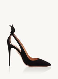 Classic Shoes Aquazzura Bow Tie Pumps Italy Pointed Toe Cutouts Fashion Luxury6763124