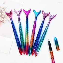 48pcs/lot Creative Style Beautiful Fish Mermaid Gel School Student Office Stationery Sign Pen Black Ink Girl Gift