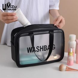 Large Washbag Leather Cosmetic Bag with Handle Makeup Zipper Handbag Toiletries Towel Storage Portable Luggage Travel Organisers 240419