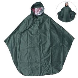 Raincoats Women Men Safe Reflective Bike Poncho With Sleeves Long Transparent Thickening Large Hat Brim(Army Green)