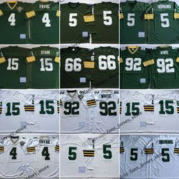 Throwback Football Jerseys 4 Brett Favre 5 Paul Hornung 15 Bart Starr 66 Ray Nitschke 92 Reggie White Green Stitched Jersey Mix Order