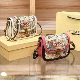 Totes Women's Handbag High-end Designer Graffiti Shoulder Bag 2024 Retro Contrasting Colour Commuting Small Square