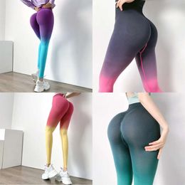 Yoga Seamless Pants Women Push Up Sports Fiess Jogging Gradient High Waist Gym Workout Scrunch Butt Running Leggings 220622