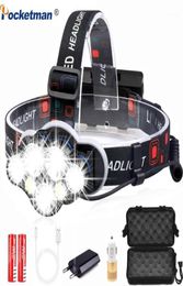 Headlight USB Rechargeable 7 LED Headlamp Powerful Head Light Lantern Bicycle Head Lamp with 18650 Battery11295541