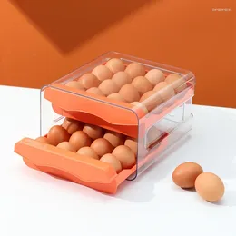 Storage Bottles Large-capacity Egg Box PET Transparent 32-compartment Double-layer Drawer-type Crisper Kitchen