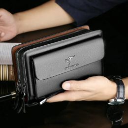 Wallets 2021 Men's Wallet Clutch Bag Boys Pu Leather Purse Large Capacity Business Organiser Phone Money Pocket Card Holder Male
