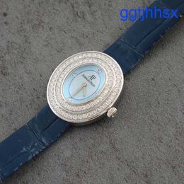 Popular AP Wrist Watch 67395BC Female Light Blue Plate Original Diamond 18K White Gold Quartz Womens Watch