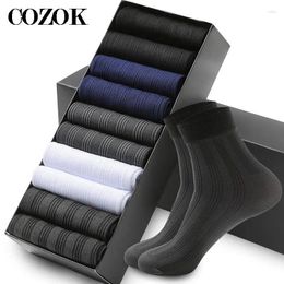 Men's Socks 10 Pairs High Quality Dress Male Black Business Men Summer Autumn Thin Breathable Sock Crew Calcetines Hombre